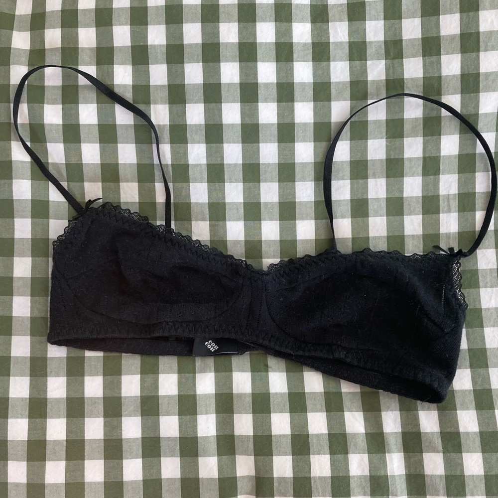 Cou Cou Intimates Black Balconette Pointelle Bralette